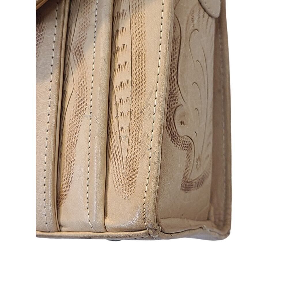 Vintage Hand Tooled Genuine Leather El Venado Purse 70s Mex Floral Mayan Craft - Picture 4 of 16